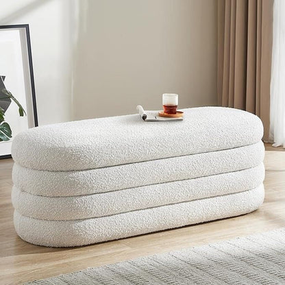 Modern BFD storage ottoman with premium artisanal upholstery