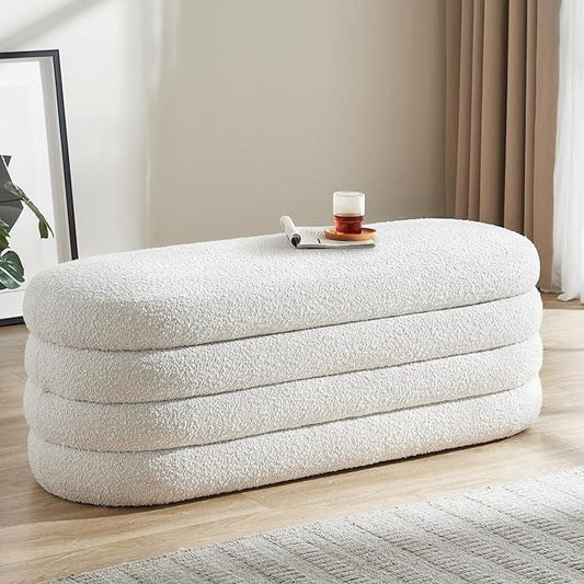 Modern BFD storage ottoman with premium artisanal upholstery
