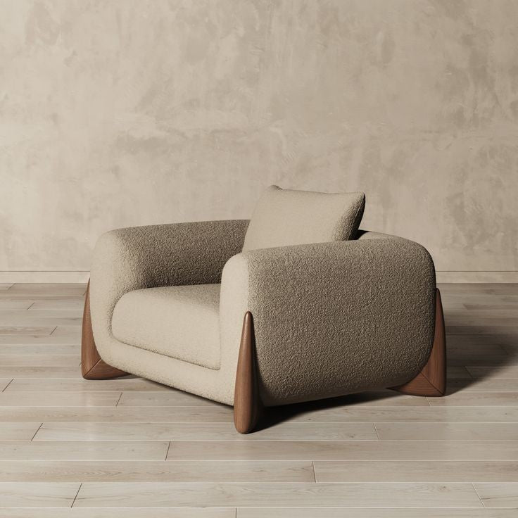 Luxury artisanal accent chair in a bold contemporary living room